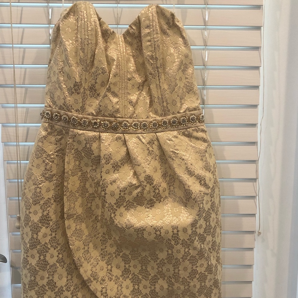 Gold Strapless Party Dress